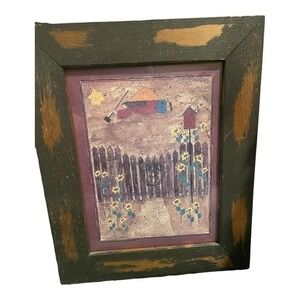 Lights of Home Creations Painting Folk Art‎ Angel Handmade Framed 14x16